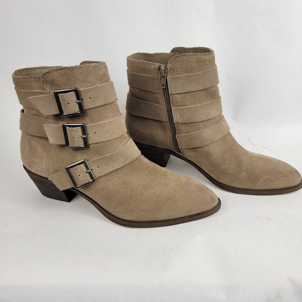 Sole Society Women's 9 Nelmaeya Booties Taupe Pointed Toe Clean Girl Scandigirl